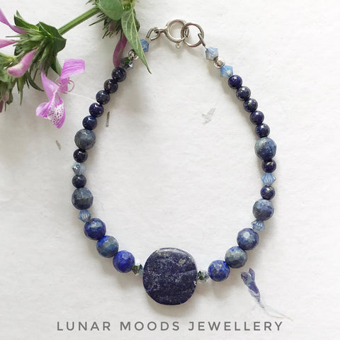 Archangel Michael Bracelet with Lapis Lazuli & Sterling Silver