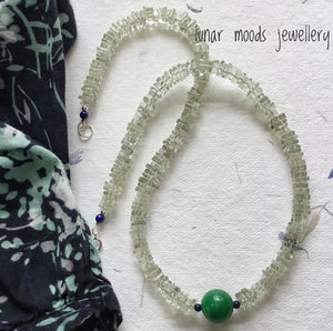 Green Quartz & Jade Sterling Silver Necklace