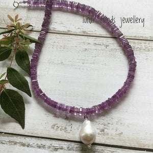Amethyst & Baroque Pearl Necklace