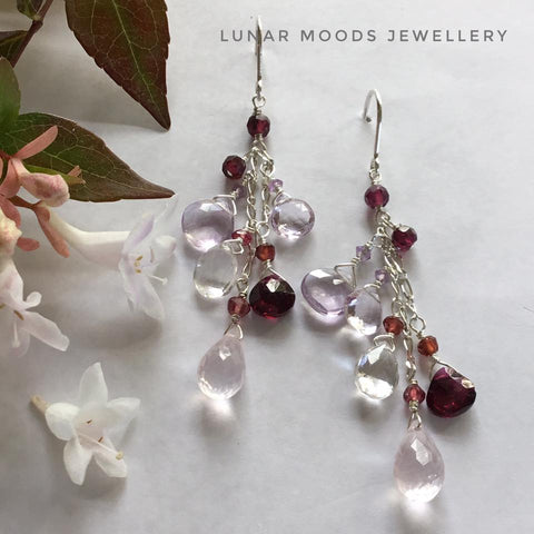 Mixed Pink Gemstone Earrings