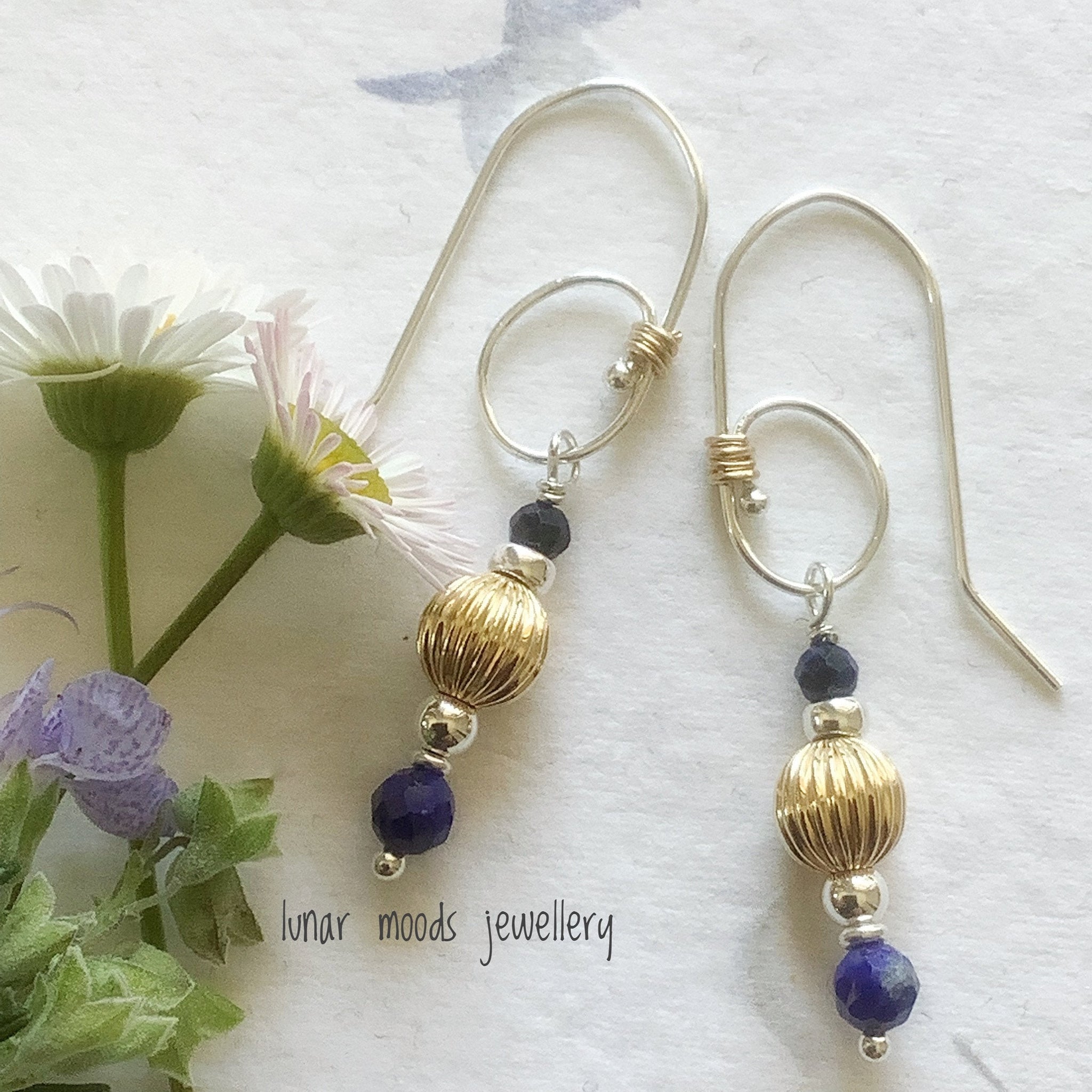 Gold Filled, Sterling Silver & Lapis Lazuli Earrings