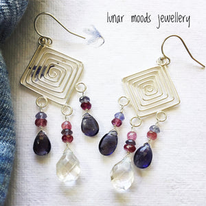 Sterling Silver & Mixed Gemstones Earrings