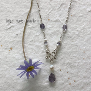 Iolite, Pearl & Sterling Silver Necklace