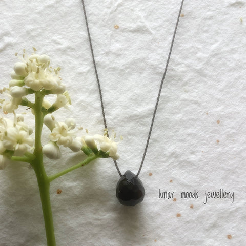 Black Onyx on Black Silk Necklace