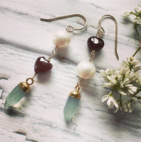 Gemstones and Gold-Filled Earrings