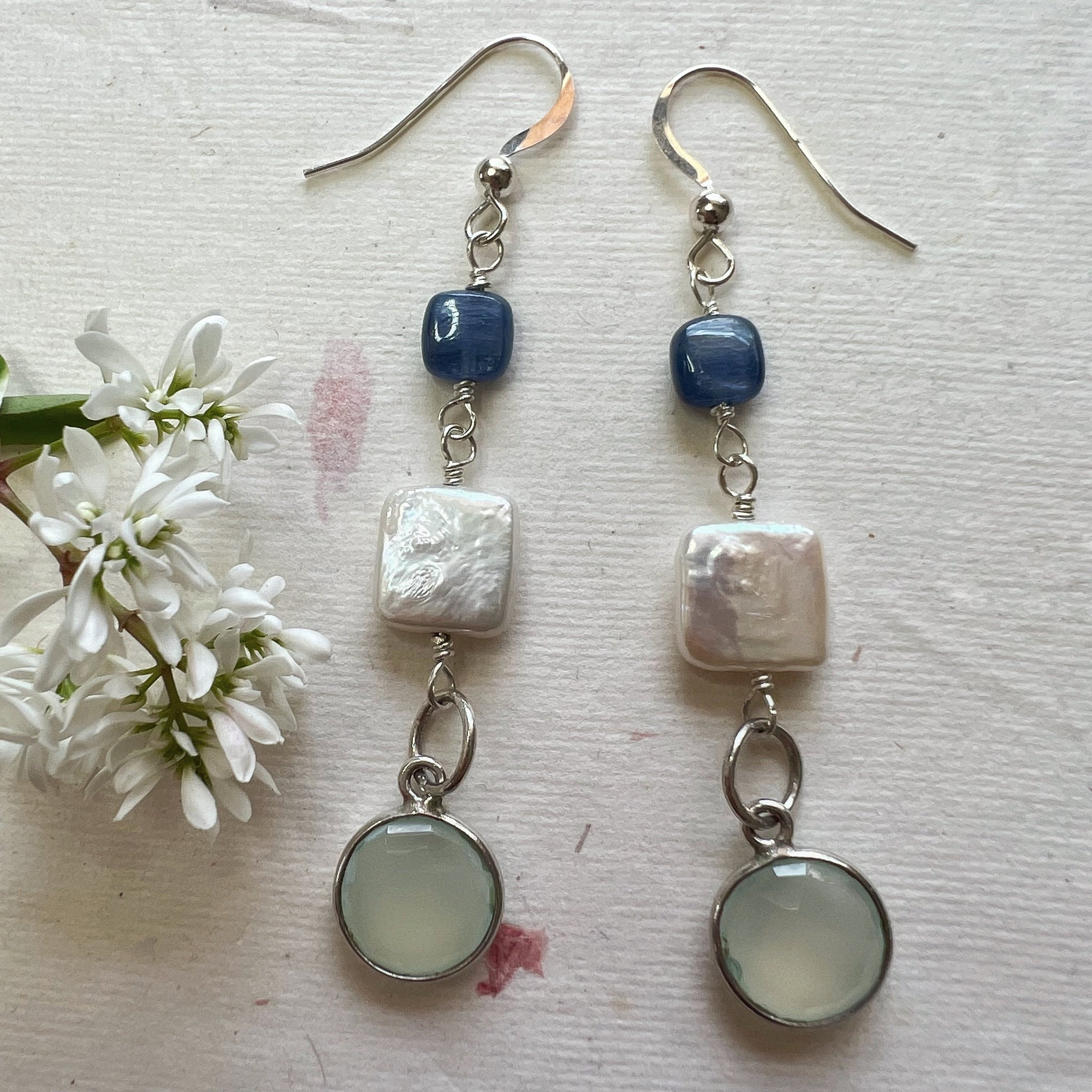 Gemstone and Pearl Earrings