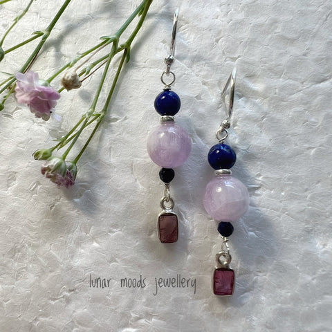 Mixed Gemstones and Sterling Silver Earrings