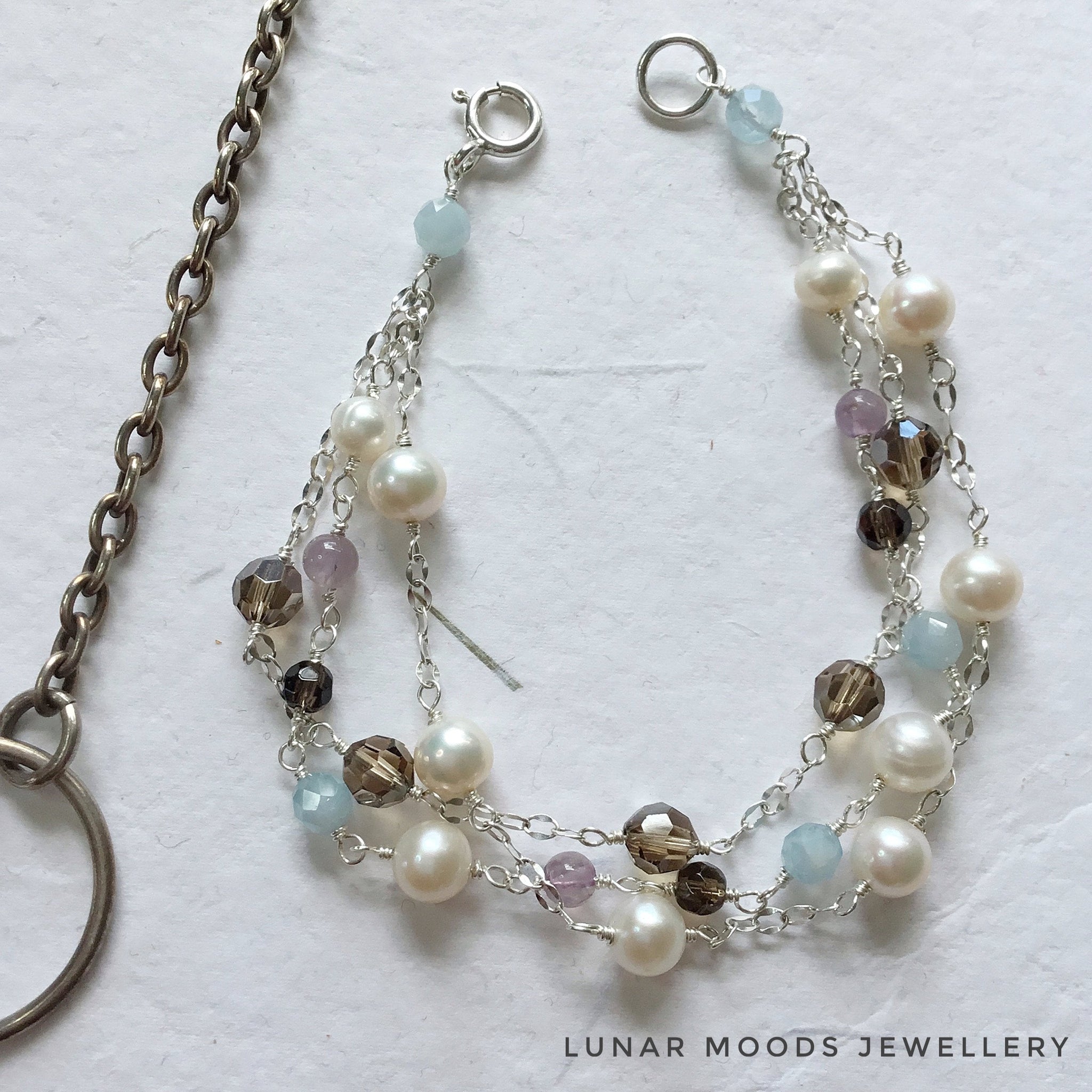 Crystals, Freshwater Pearls & Gemstone Bracelet