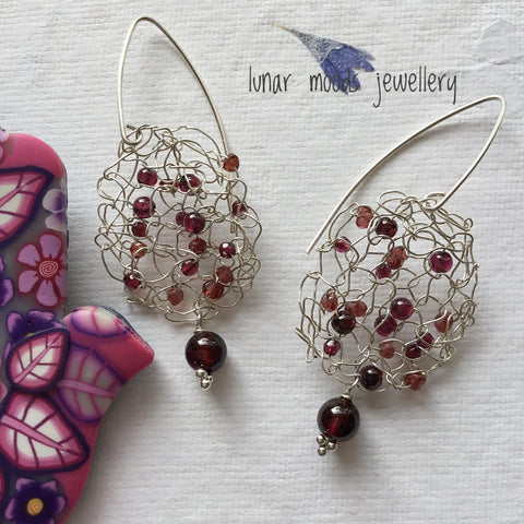 Garnet & Sterling Silver Earrings