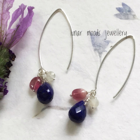 Lapis Lazuli & Pink Tourmaline Earrings