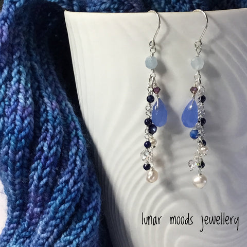 Blue Chalcedony & Mixed Gemstone Earrings