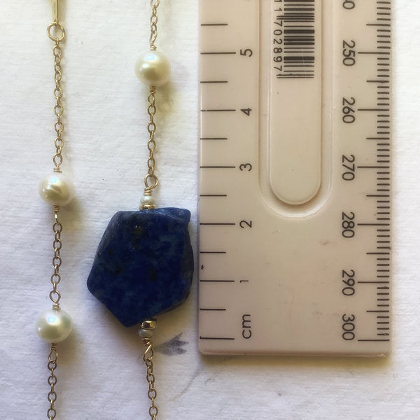 Freshwater Pearl & Lapis Lazuli Gold Filled Necklace