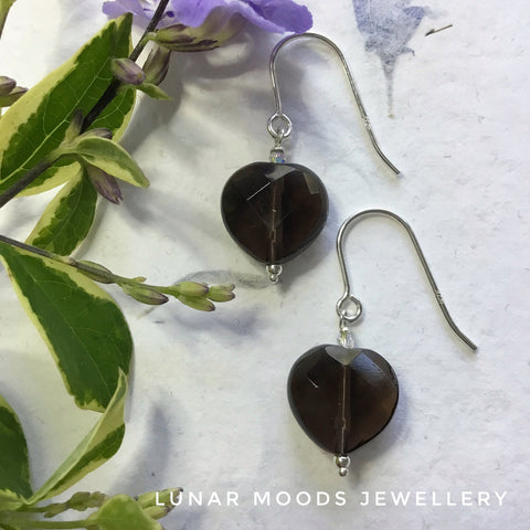 Smoky Quartz Heart Earrings
