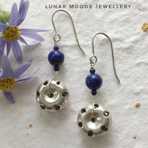 Lapis Lazuli & Hill Tribe Silver Earrings